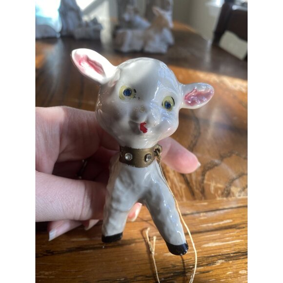 Vintage Kreiss Sheep Ceramic Figurine With String Collar - Picture 6 of 6